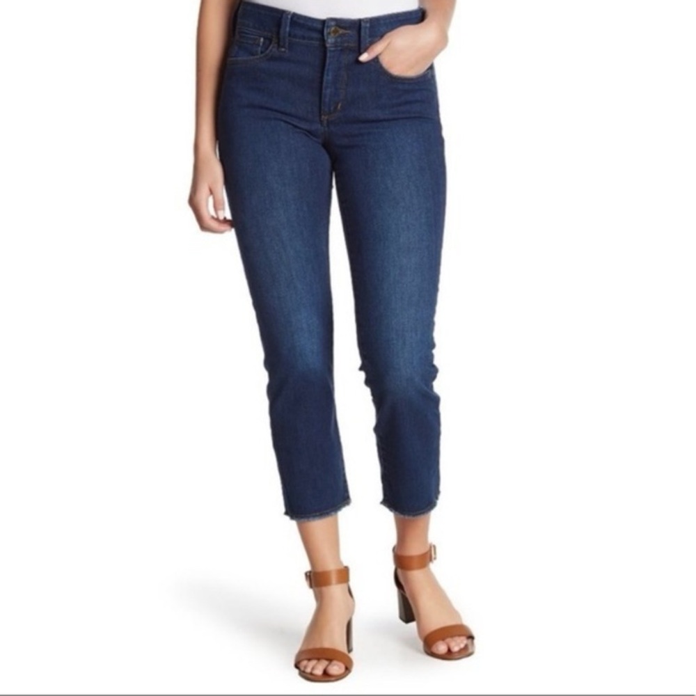 NYDJ Sheri Slim High Rise Raw Hem Blue Ankle Jeans Size 22W